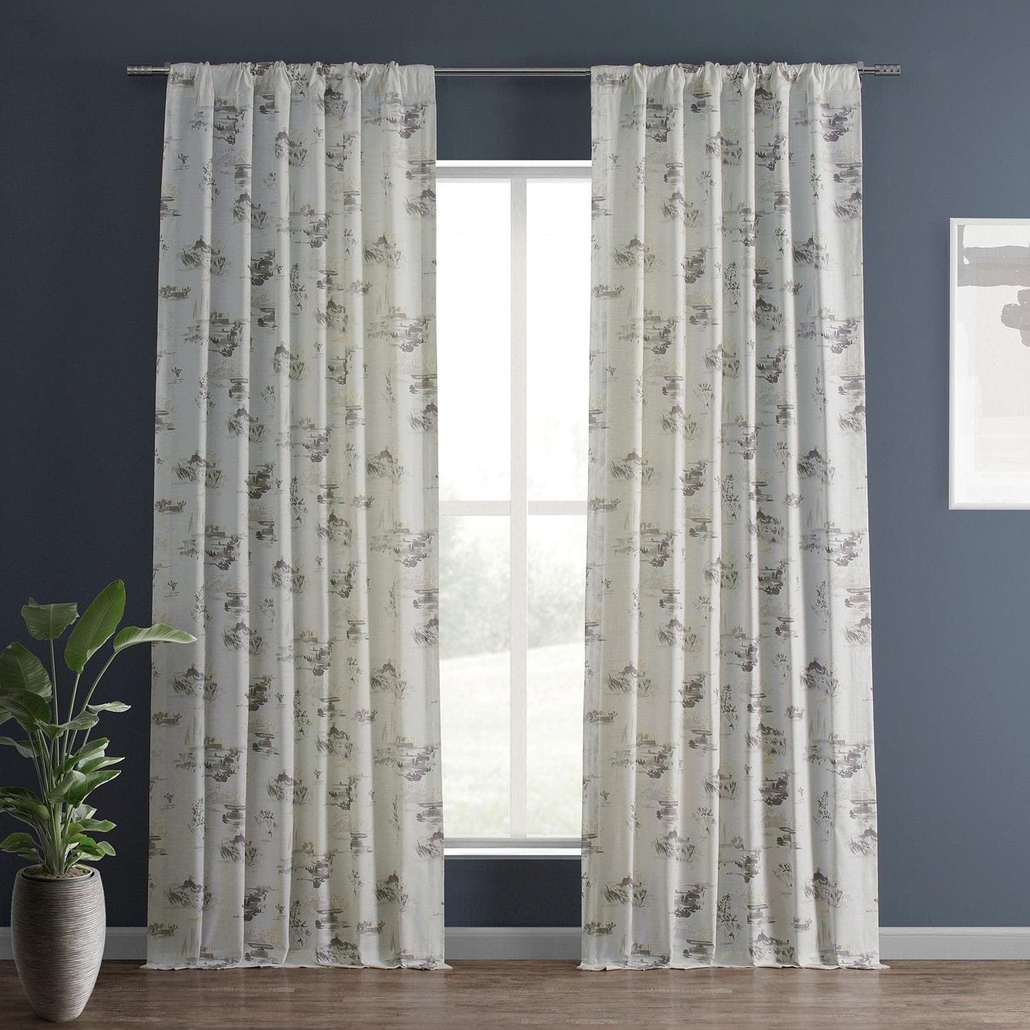 Patches Grey Emblem Textured Printed Cotton Curtain