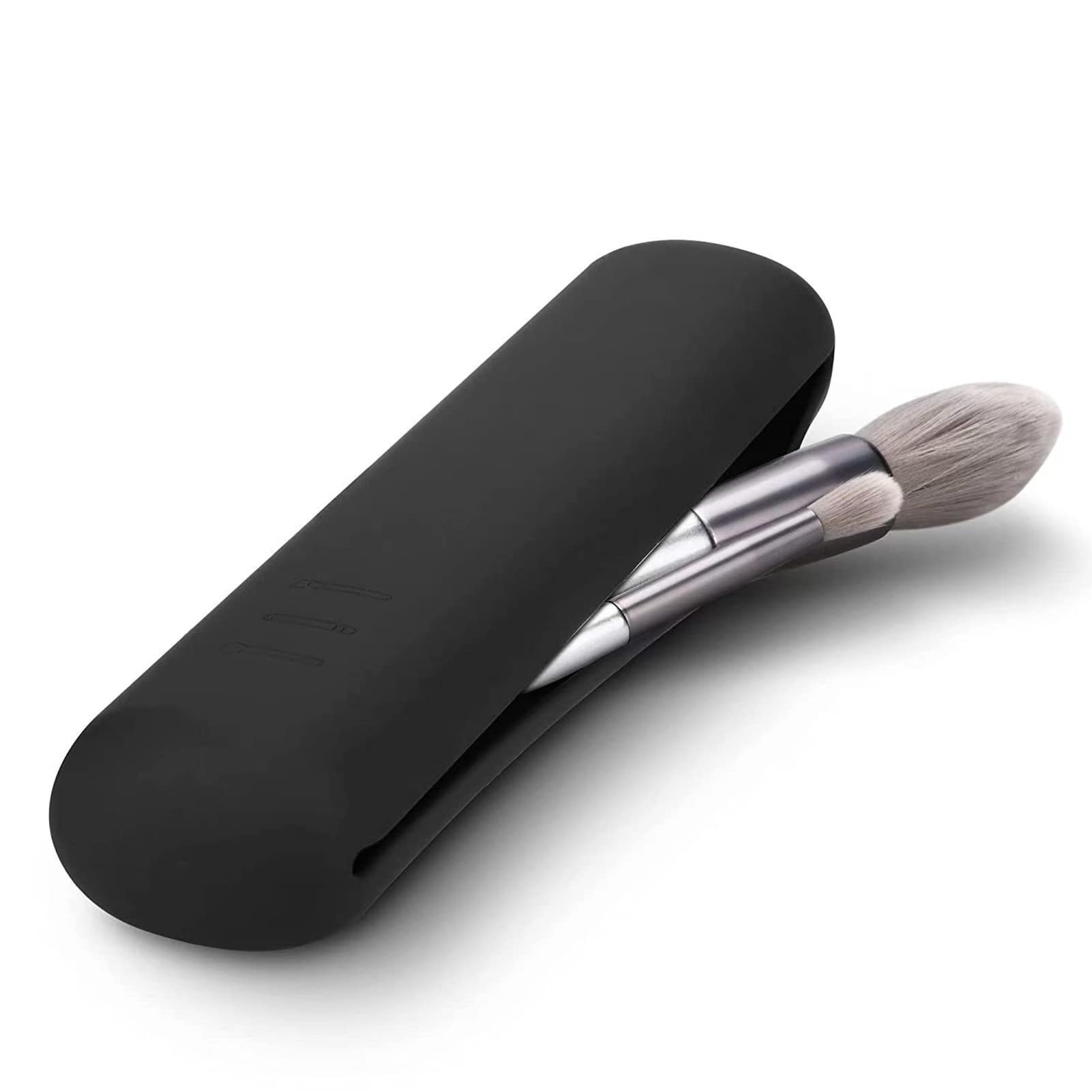 Premium Travel Silicone Makeup Brush Holder - Soft Waterproof Cosmetic Organizer Bag, Portable Women's Makeup Brush Case for Professional Artists & On-the-Go (Black) | Perfect for Air Travel, Gym, Vacation & Daily Makeup Storage