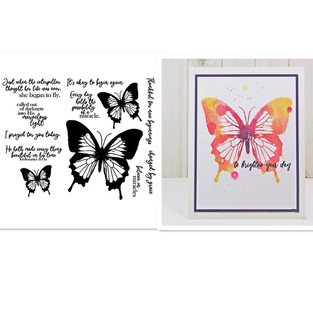 Begin Again Prayed for You Today Miracle Butterfly Clear Silicone Stamp & Metal Die Cut for Card Making, Scrapbooking, DIY Crafts, Photo Albums | Perfect for Handmade Greeting Cards, Invitations, and Paper Decorations