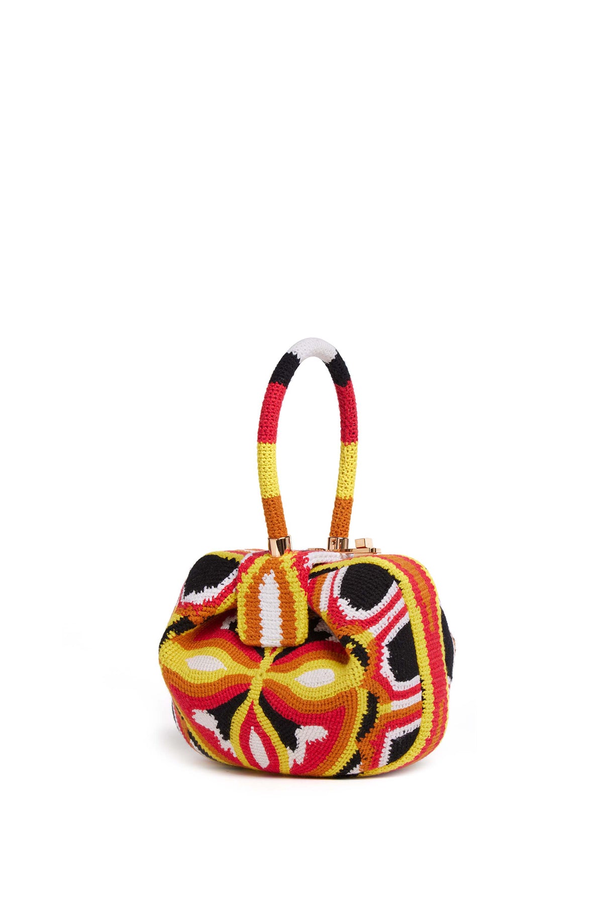 Crochet Demi Bag in Red, Yellow & Black - Boho Chic Handbag for Women, Perfect for Beach, Shopping & Casual Outings