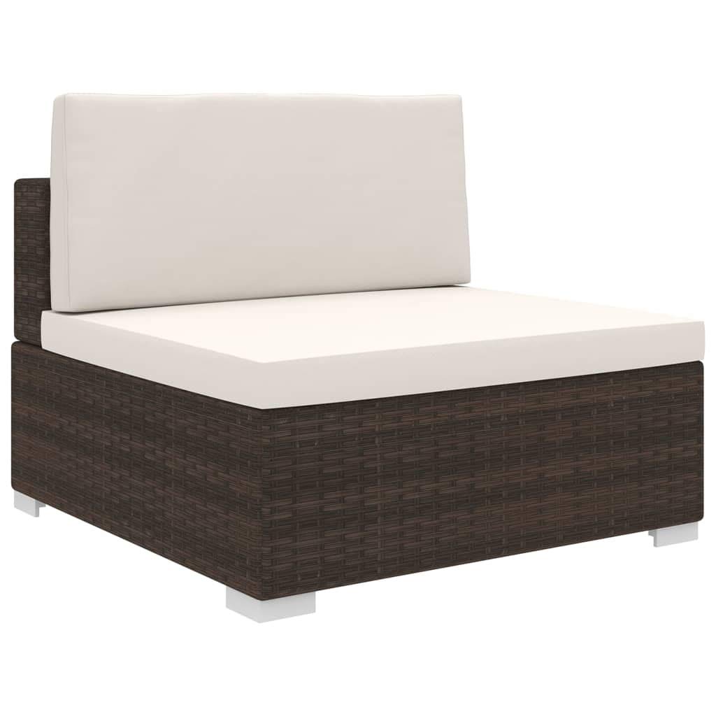 vidaXL Brown Rattan Sectional Middle Seat with Cushions - Outdoor Armless Chair for Garden, Yard, Patio, Lawn, Deck & Porch - 27.6x27.6x20.7 Inches - Perfect for Relaxing in Your Outdoor Living Space