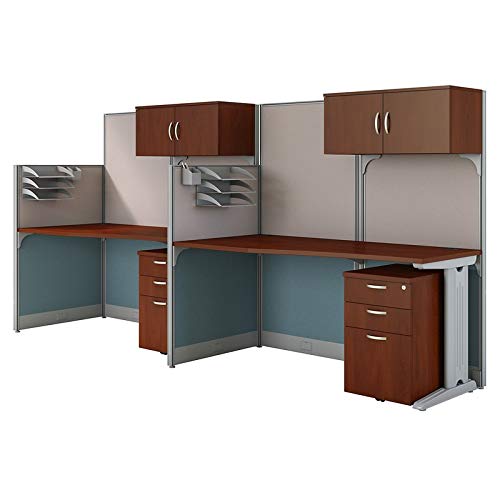 Scranton & Co Cherry Wood 2-Person Office Cubicle - Stylish Workspace Solution for Small Teams & Home Offices