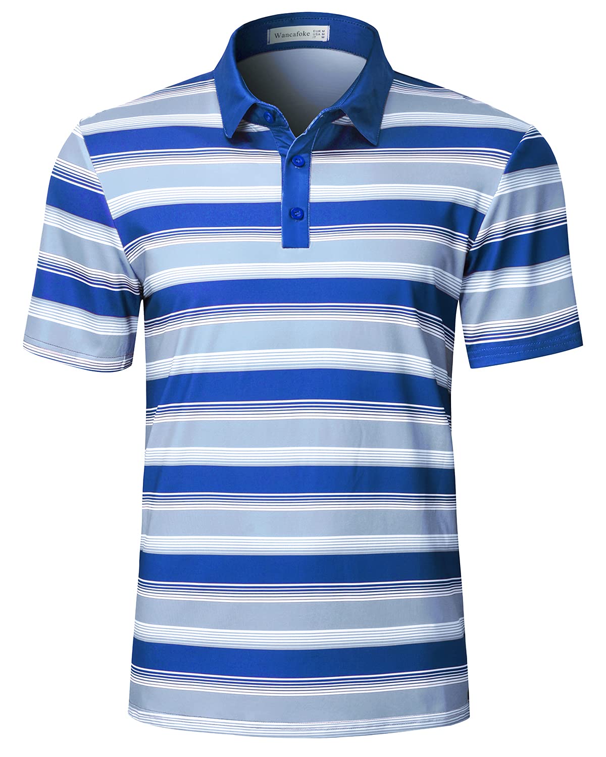 Wancafoke Men's Short Sleeve Polo Shirt - Moisture Wicking Golf Shirt with Collar - Breathable Performance T-Shirt for Casual Wear & Sports Activities