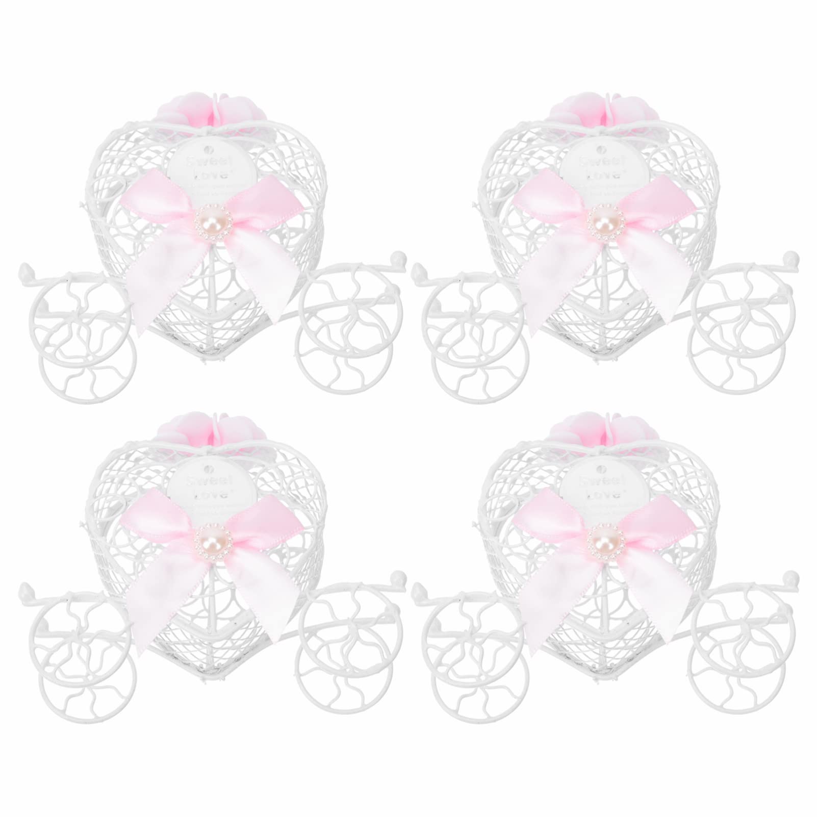 4pcs Heart & Carriage Shaped Metal Candy Box - Wedding Favor, Gift & Storage Box for Bridesmaid Gifts, Birthday Party Favors & Wedding Decorations - Perfect for Romantic Weddings, Bridal Showers & Special Events