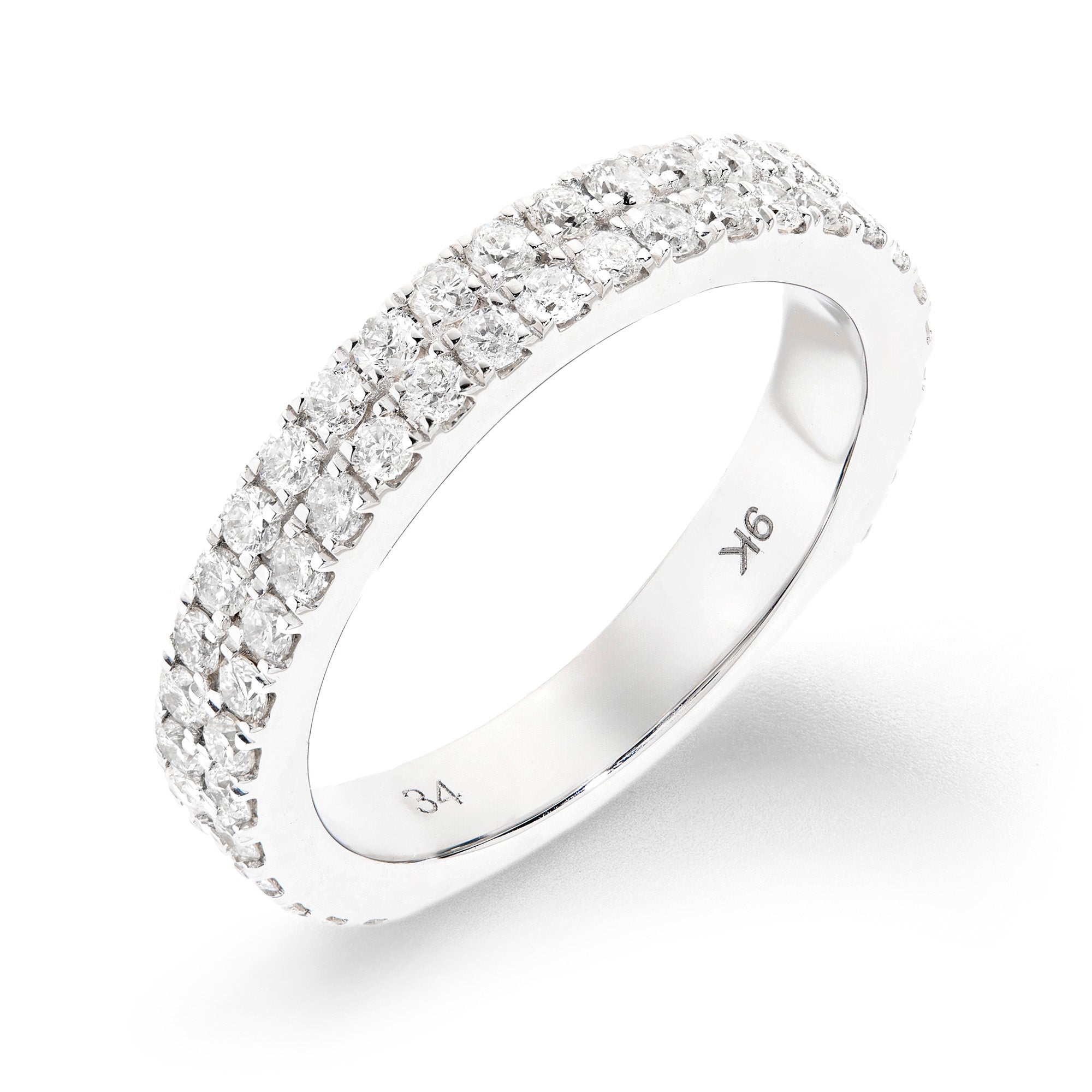 Princess Double Row Diamond Wedding Band Ring for Women - Elegant Stackable Bridal Ring for Engagement, Anniversary & Special Occasions