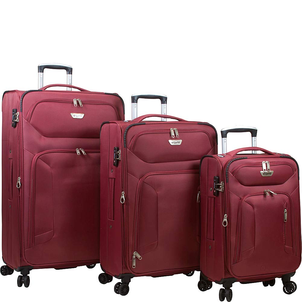 Dejuno Cirrus Lightweight Nylon 3-Piece Spinner Luggage Set in Maroon - Perfect for Travel, Business Trips & Vacations