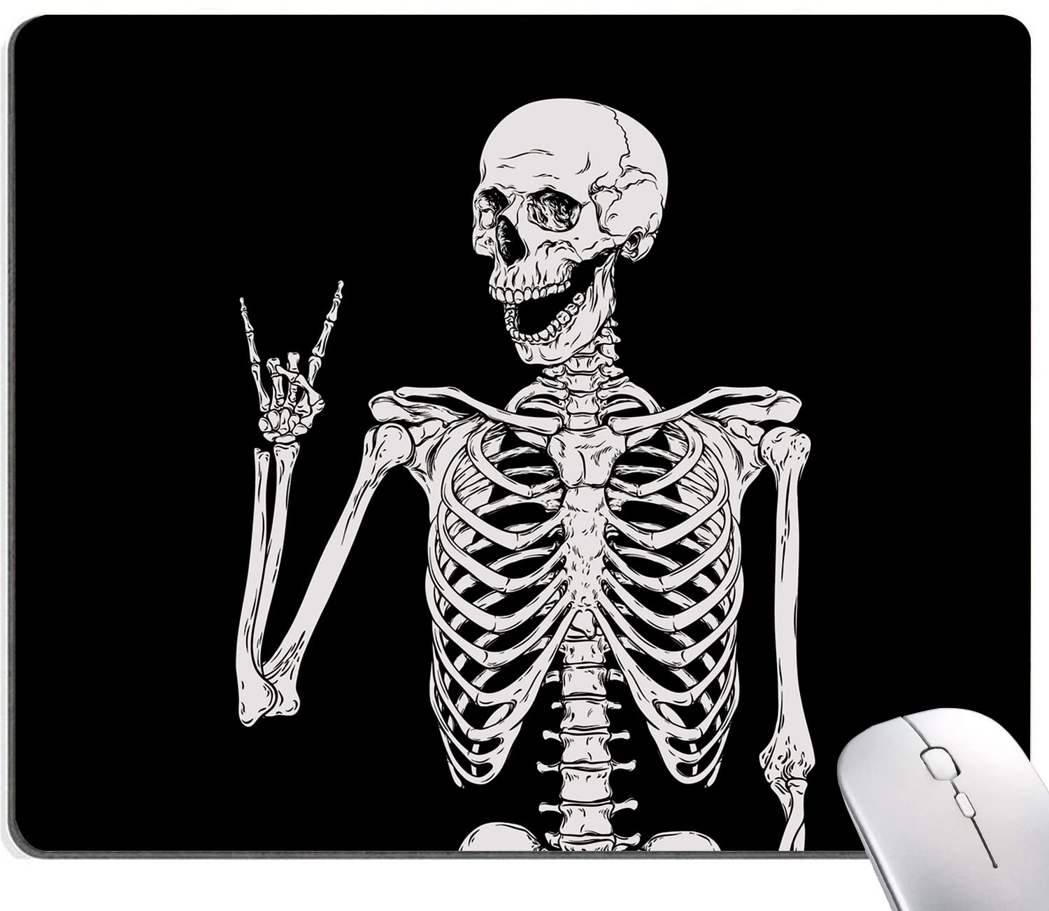 Premium Textured Hokafenle Mouse Pad with Black Human Skeleton Design - Non-Slip Rubber Base, Waterproof Square Mouse Mat for Office & Laptop - Perfect for Gaming, Work & Home Workspace
