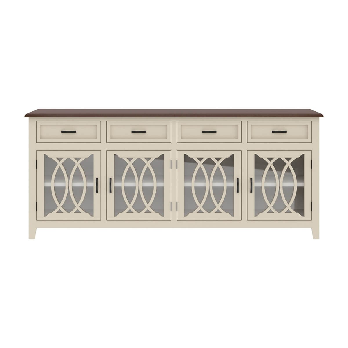 French Arched Indian Solid Wood 4-Drawer Extra Large Long Sideboard Buffet Cabinet - Perfect for Dining Room Storage, Living Room Decor & Entryway Organization