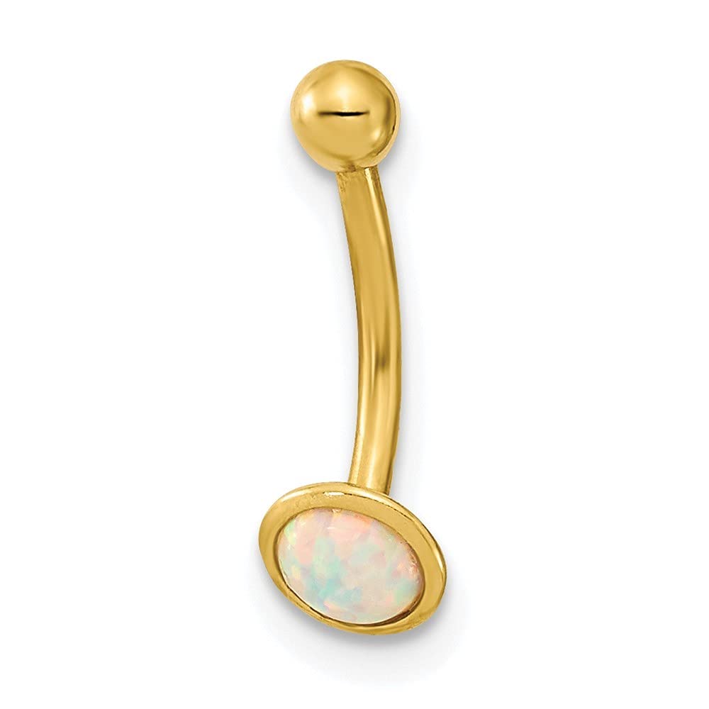 14K Gold 16 Gauge Simulated Opal Eyebrow Ring - Hypoallergenic Body Jewelry for Women - Perfect Gift for Piercing Lovers & Alternative Fashion Enthusiasts | Great for Everyday Wear, Parties & Special Occasions