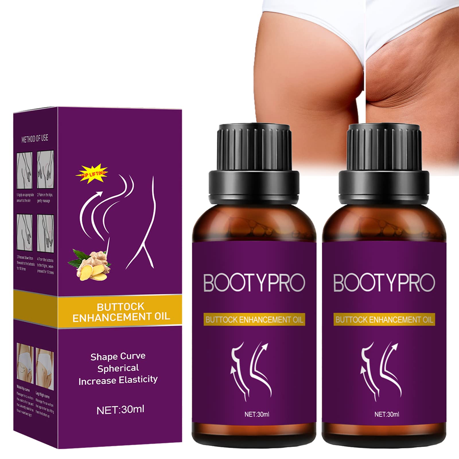 Booty Pro Lifting Massage Oil for Women - 30ml Hip Enhancement & Firming Oil for Buttocks - Natural Plumping & Toning Solution - Perfect for Massage, Skin Care & Booty Enhancement Routine