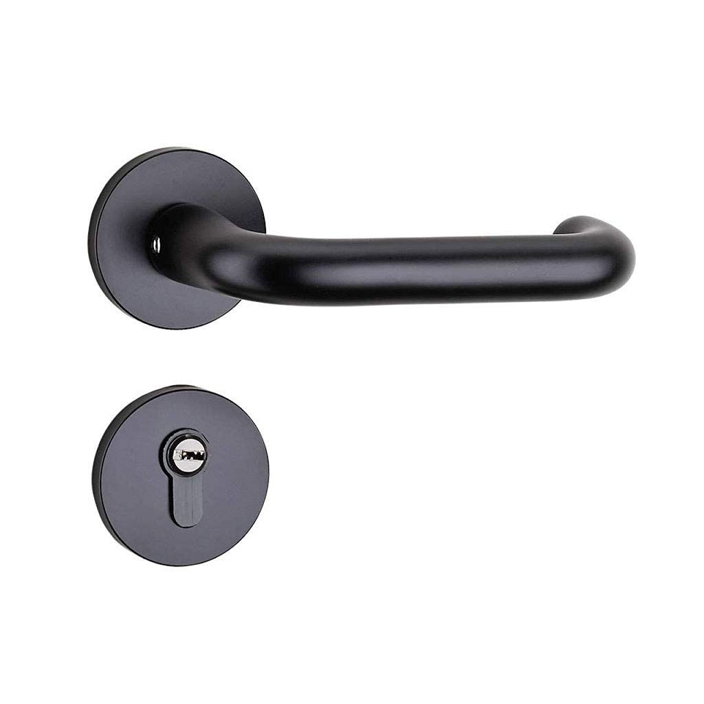 Front Door Entry Handle and Lock Set - Slim Square Single Cylinder Deadbolt with Iron Black Finish - Secure Your Home with Stylish Modern Hardware (Ideal for Residential Homes, Apartments & Offices)
