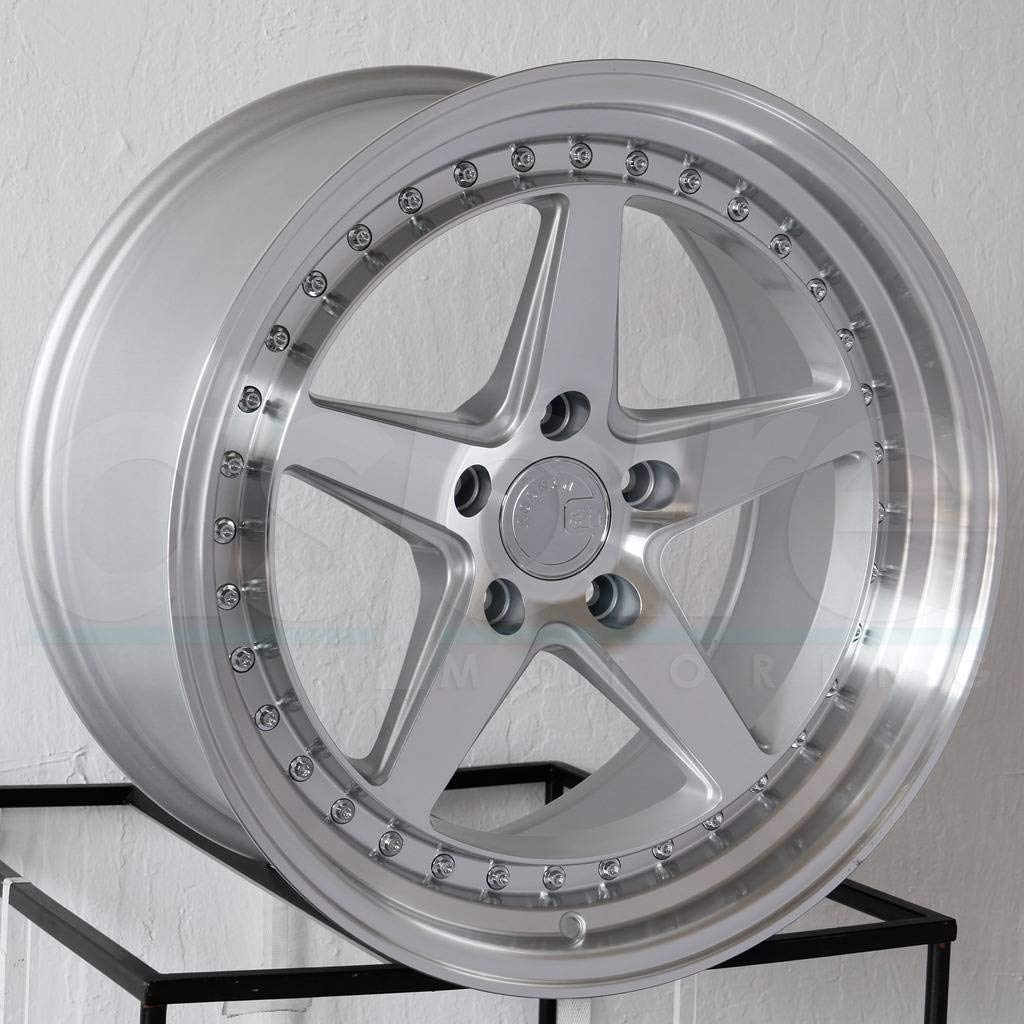 Aodhan DS-05 Custom Alloy Wheel 19x9.5 +15 Offset 5x114.3 Bolt Pattern 73.1mm Hub - Silver Machined Face Rim for Performance Cars & SUVs - Perfect for Street Racing & Custom Builds