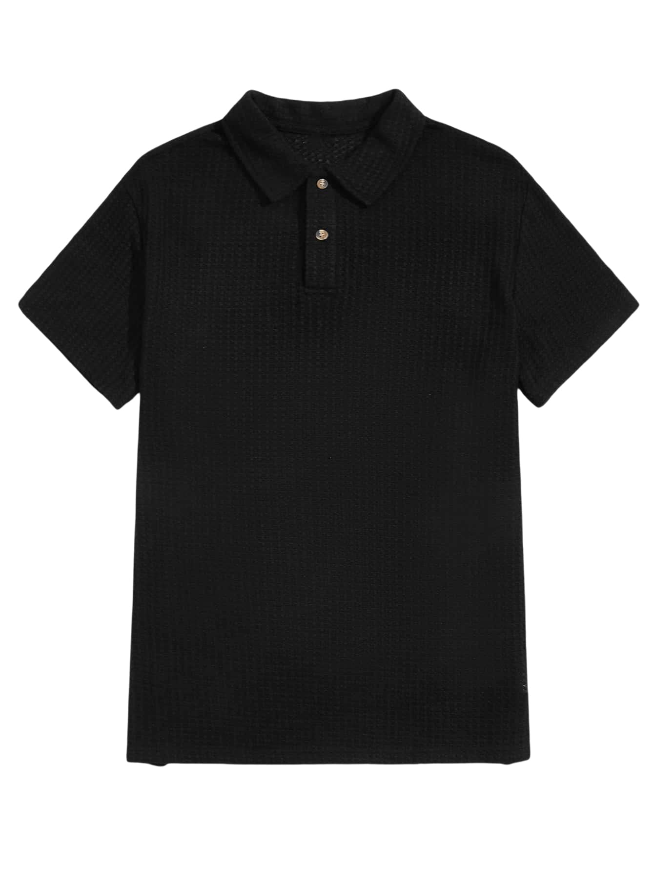 Floerns Men's Casual Waffle Knit Polo Shirt - Breathable Short Sleeve Solid Color Tee for Work, Golf & Everyday Wear