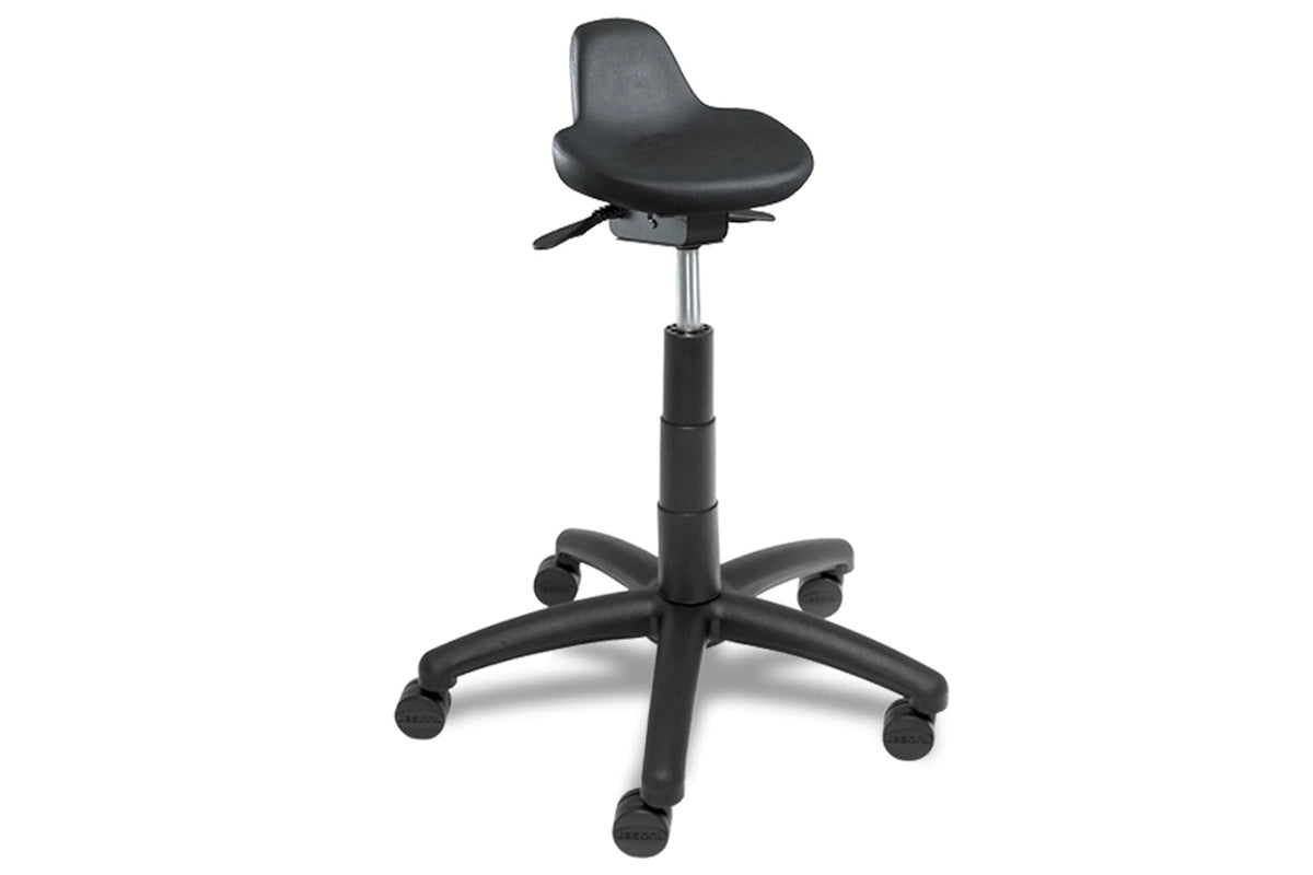 Polypropylene Lab Stool with Lip Seat - Black Adjustable Height Stool for Laboratories, Medical Offices & Home Workspaces