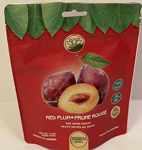 Organic Sun-Dried Red Plums 5.3oz (150g) - All Natural Dried Fruit Snack, No Sugar Added, Vegan & Gluten-Free - Perfect for Healthy Snacking, Baking & Trail Mixes