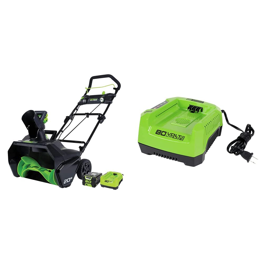 Greenworks Pro 80V 20-Inch Cordless Snow Blower with 2Ah Battery & Rapid Charger - Powerful Electric Snow Thrower for Driveways, Walkways & Heavy Snow Removal - Winter Home & Commercial Use