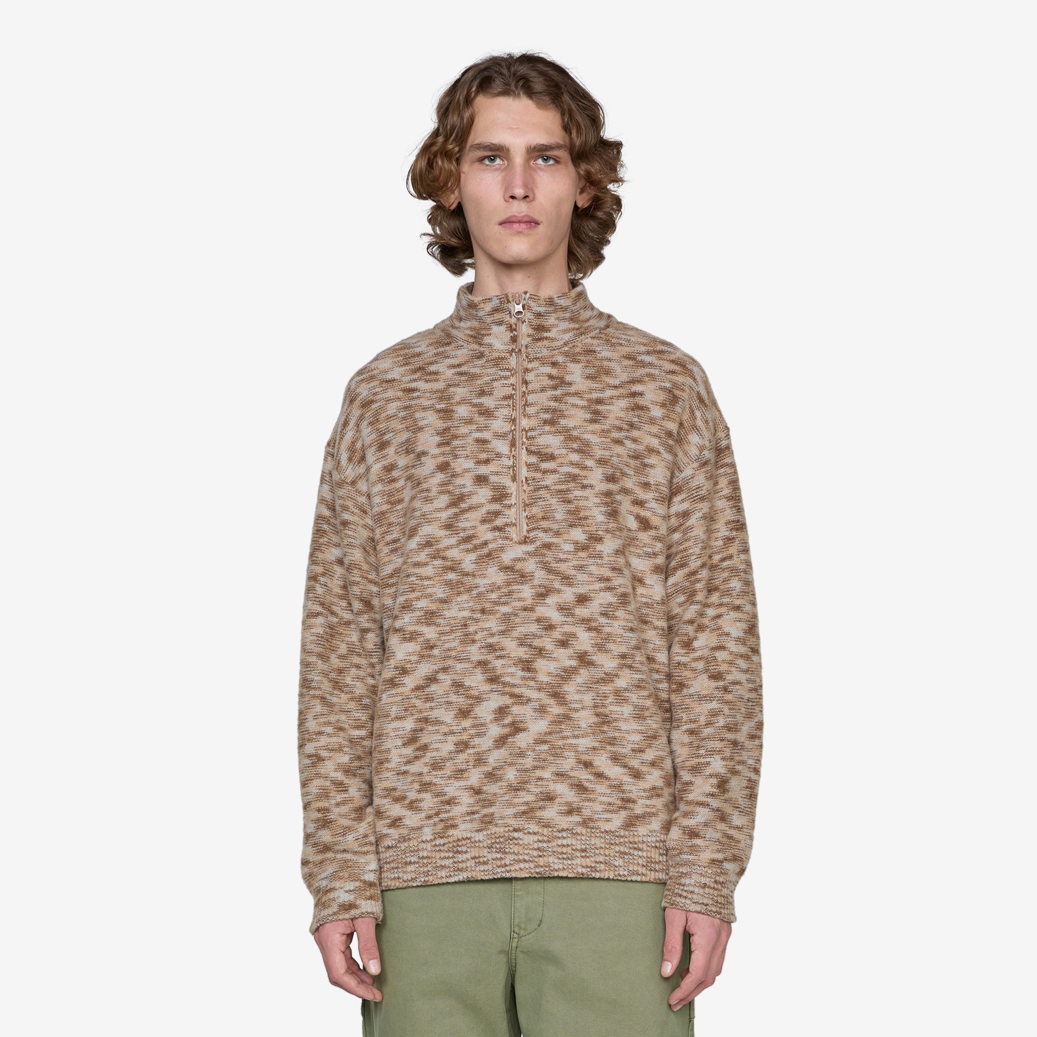 Kline Wool Half Zip Sweater for Men - Soft & Warm Khaki Pullover - Perfect for Fall & Winter Outdoor Activities