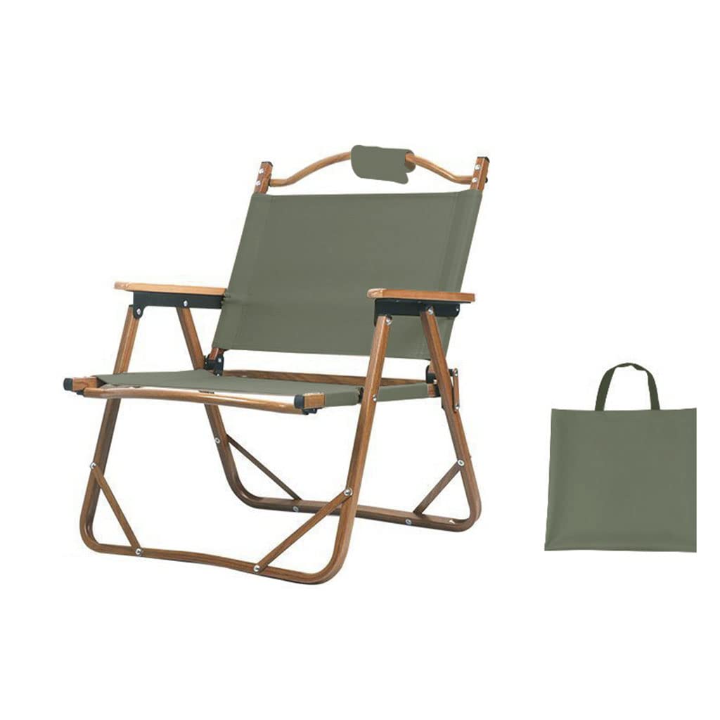 SYDSW Portable Folding Chair - Lightweight Outdoor Camping Chair with Backrest & Armrests - Compact Travel Beach Chair for Camping, Fishing, Picnics, Backyard, Tailgating & Outdoor Adventures (Green)