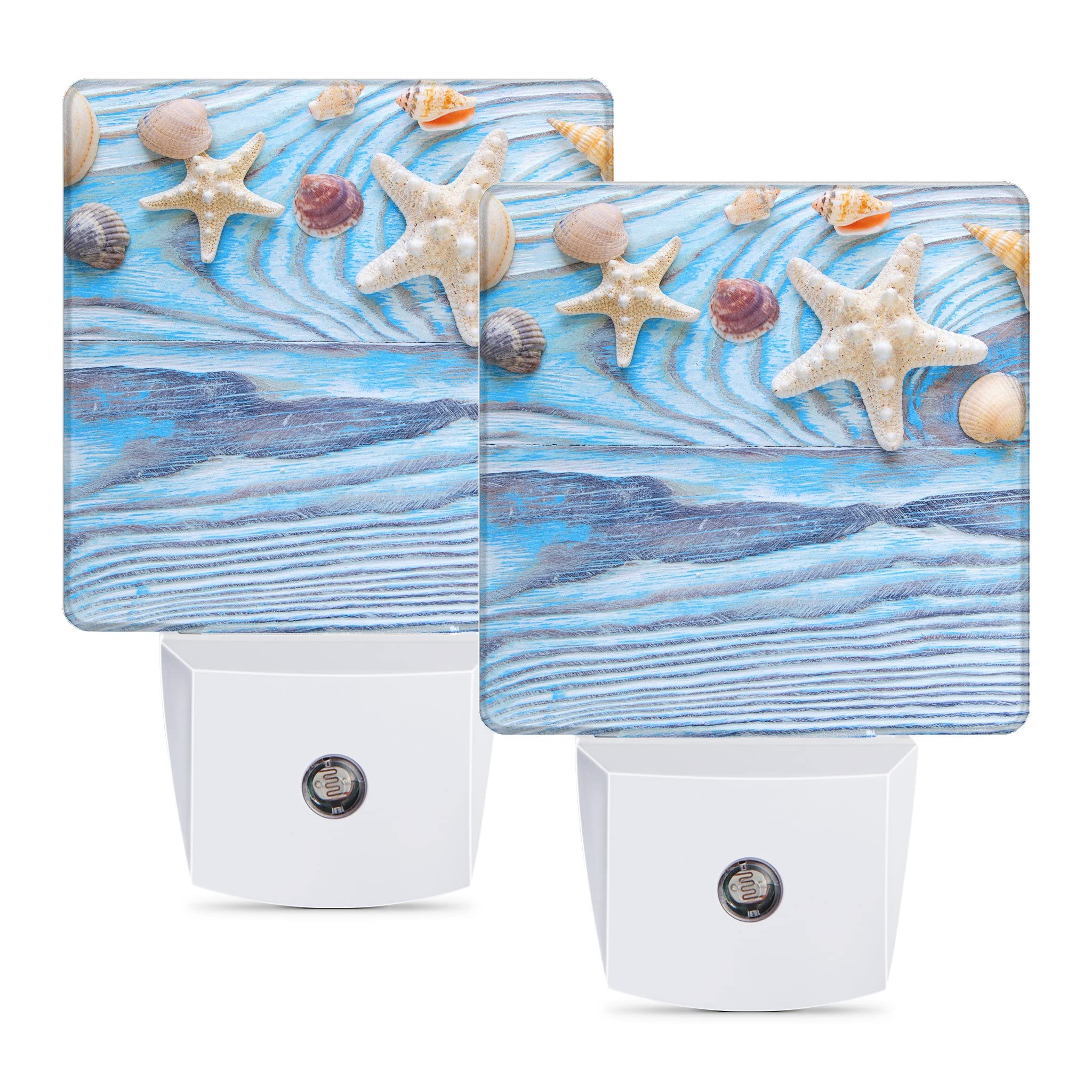 Smart LED Night Light Plug in Wall - Dusk to Dawn Sensor Activated, Energy Efficient Nightlight for Hallway, Kids Room, Nursery, Bedroom & Bathroom (2 Pack, Starfish Design) - Perfect for Safe Nighttime Navigation & Soothing Ambience