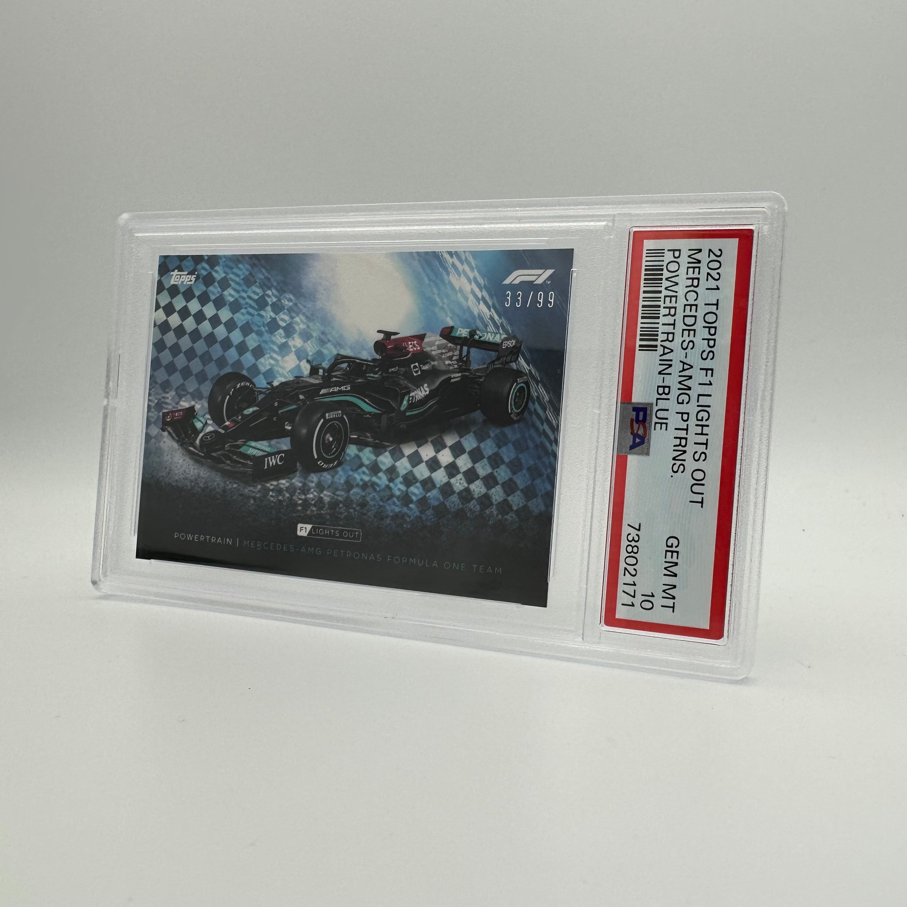 PSA 10 33/99 Mercedes AMG Petronas F1 Team Powertrain Blue Trading Card - Rare Collectible for Formula 1 Fans & Motorsport Memorabilia Enthusiasts
