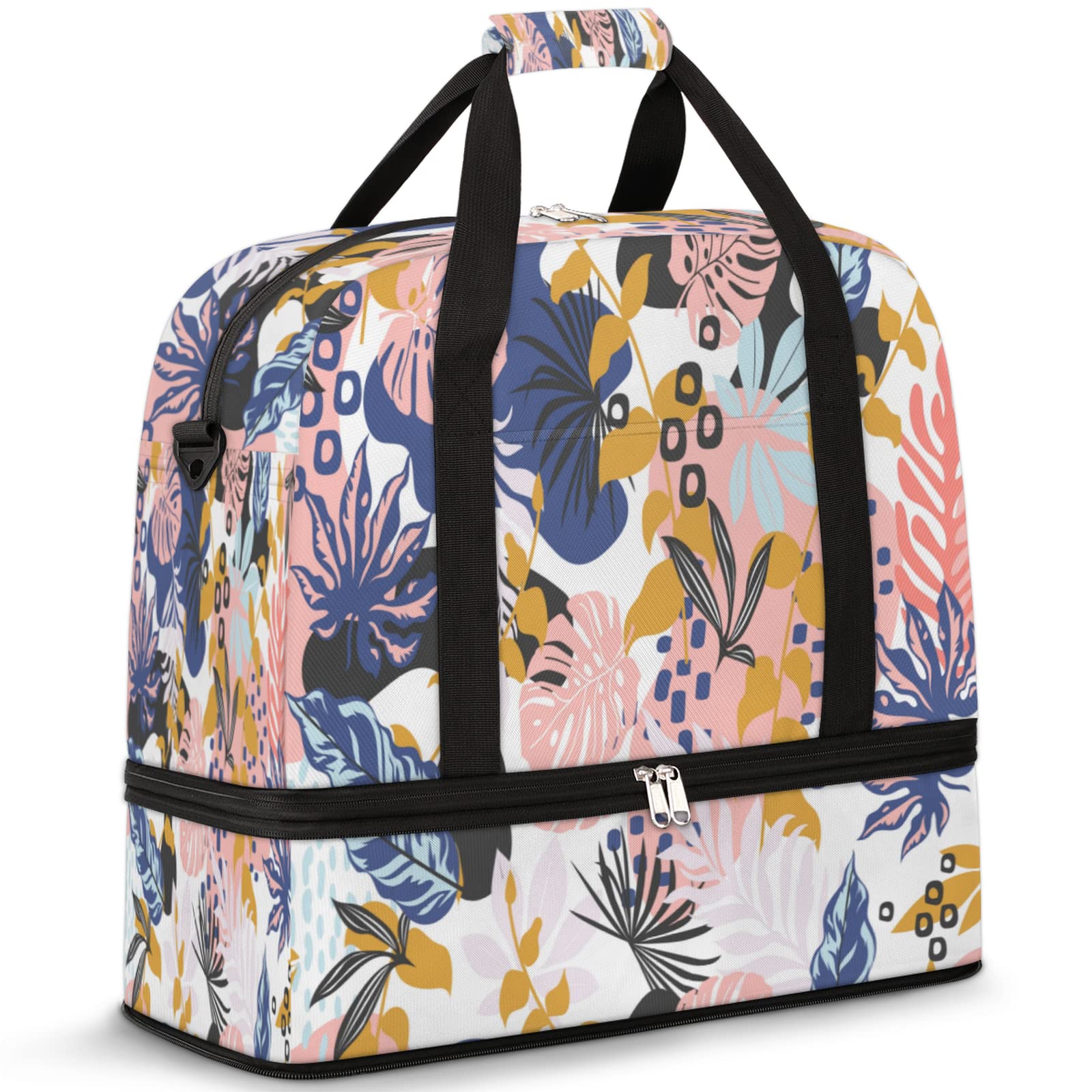 Waterproof Sports Gym Bag with Wet Pocket & Shoes Compartment - Large Colorful Tropical Travel Duffel Bag for Men & Women | Perfect for Gym, Travel, Overnight Trips & Weekender Getaways