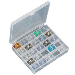 Premium Bobbin Organizer Box - 24 Slot Thread Spool Storage Case for Sewing Machine Accessories | Perfect for Quilting, Embroidery & Craft Organization (Clear Plastic, Compact Design)