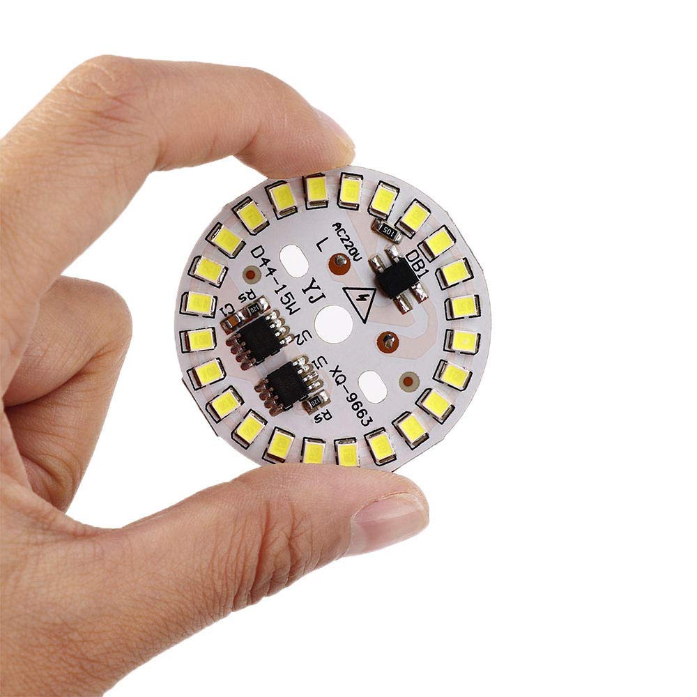 5-Pack DIY LED Bulb Chips - SMD 15W/12W/9W/7W/5W/3W White Light - AC220V Input Smart IC Bean LED for Lamp Repair & Lighting Projects - Perfect for Home, Office, and Workshop Lighting Solutions