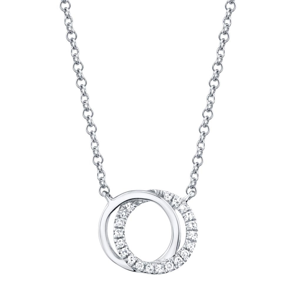 0.07 Carat Diamond Love Knot Circle Pendant Necklace - Sterling Silver 925 Romantic Jewelry Gift for Her - Perfect for Anniversaries, Valentine's Day & Special Occasions