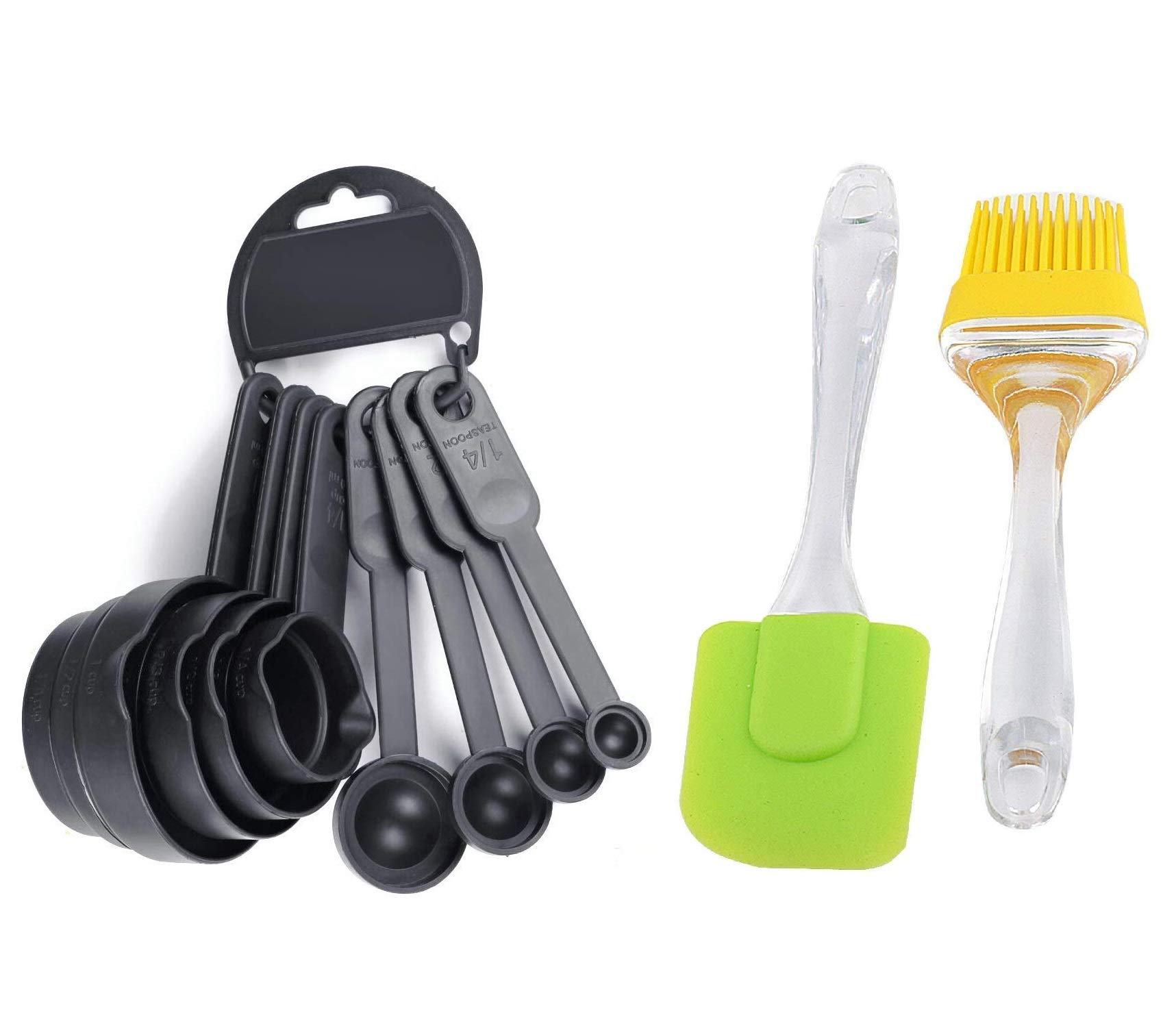 Premium 8-Piece Measuring Cups and Spoons Set with 2 Oil Brushes & Spatula - Multi-Color Kitchen Essentials for Baking, Cooking, and Meal Prep