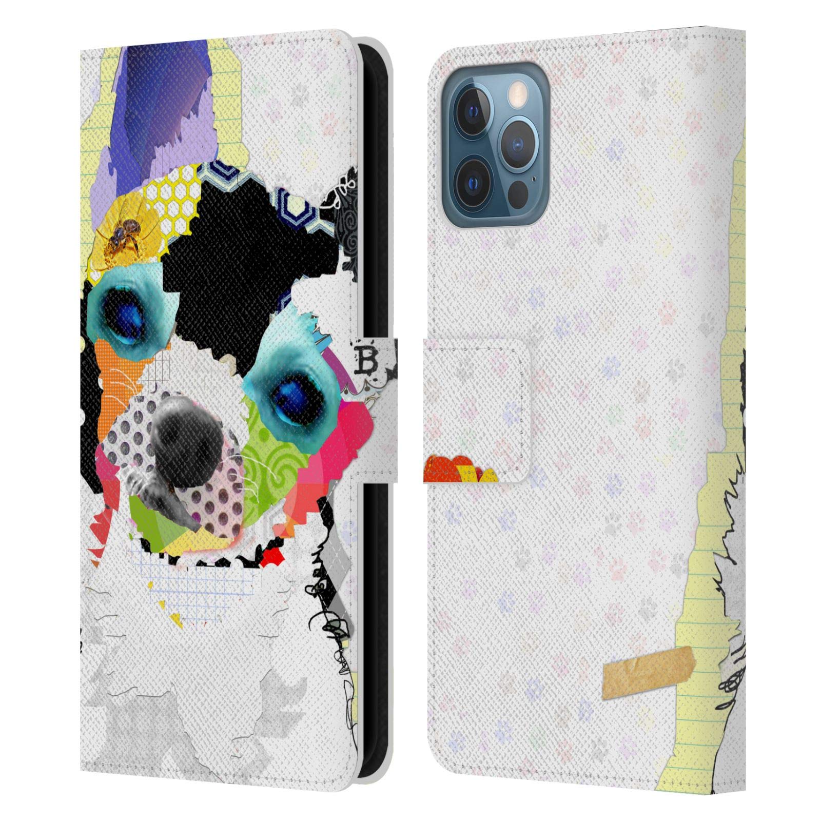 Michel Keck Chihuahua Dogs 2 Genuine Leather Wallet Case for iPhone 12/12 Pro - Officially Licensed Phone Cover with Card Slots | Perfect for Dog Lovers & Everyday Use