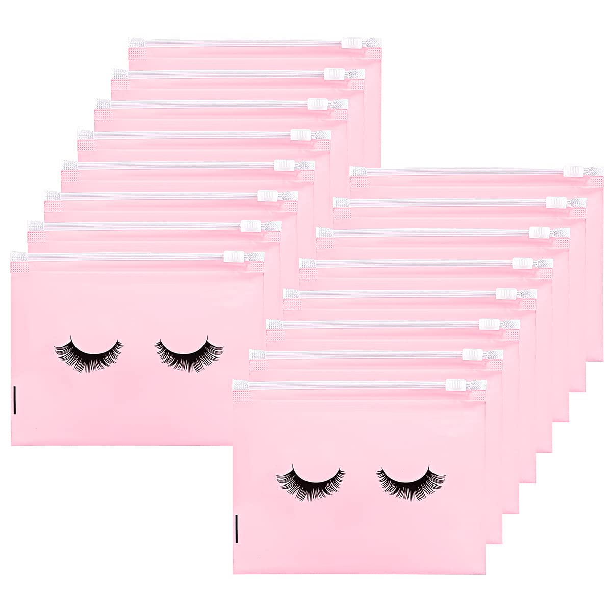50 Pieces Pink Lash Packaging Bags with Zipper - 7 x 5 Inch Empty Cosmetic Makeup Pouch for Eyelash Extensions, False Lashes & Toiletries - Portable Travel Organizer for Women & Girls (Perfect for Salons, Makeup Artists & DIY Beauty)
