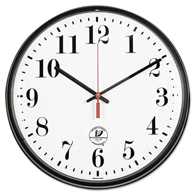 Stylish Black Contemporary Atomic Wall Clock - Perfect for Home, Office & Classroom Decor | Accurate Timekeeping with Atomic Sync