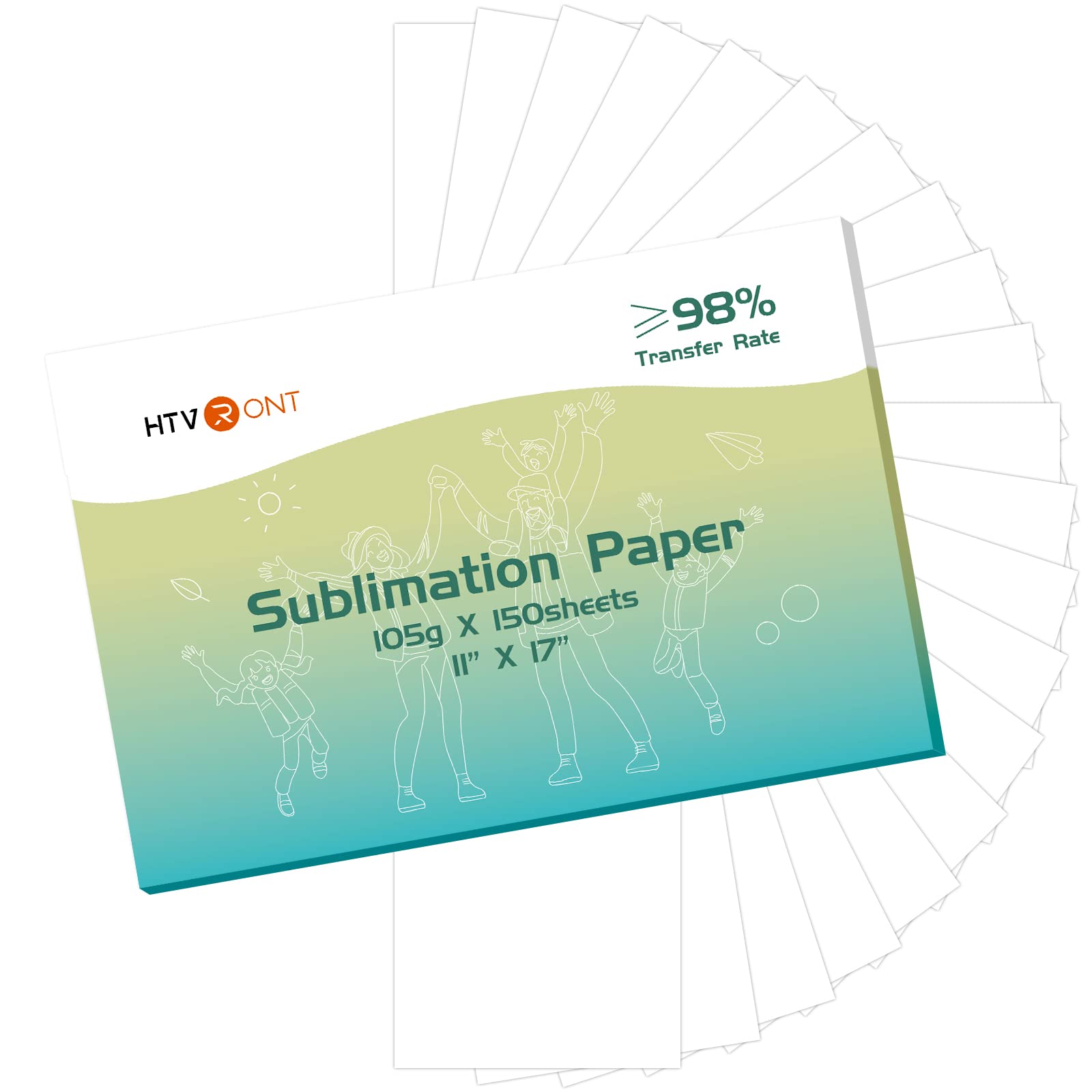 HTVRONT Sublimation Paper 11x17 Inches - 150 Sheets for Heat Transfer Printing | High-Quality Ink Release for T-Shirts, Mugs & DIY Crafts