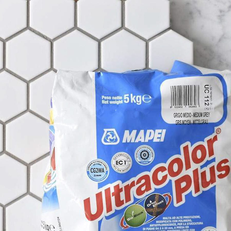 Mapei Grout Ultracolor Plus Medium Grey 5kg Bag - Premium Tile Grout for Bathroom, Kitchen & Floor Tiling - Fast-Setting, Stain-Resistant Cement Grout for Home Renovation Projects
