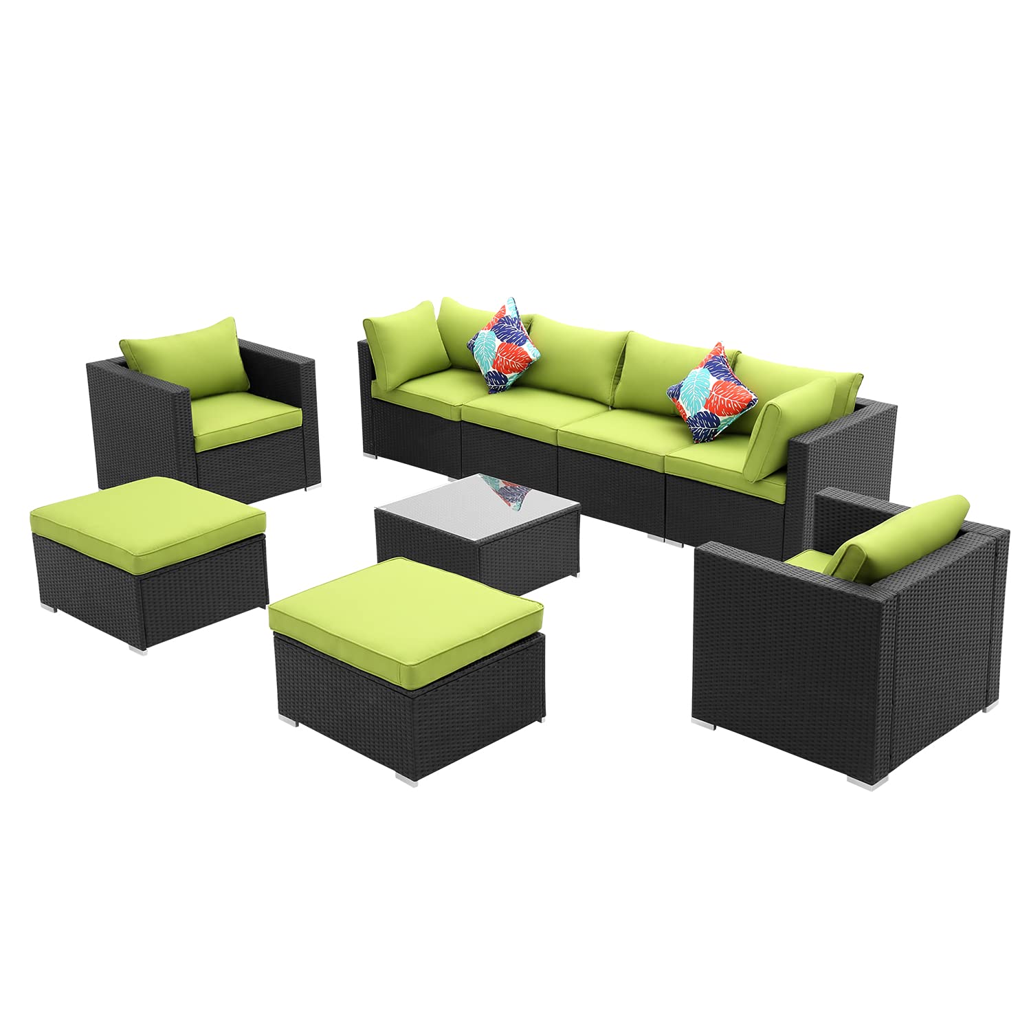 Wonlink Outdoor Patio Furniture Set - 9-Piece Blue Wicker Rattan Sectional Sofa for Garden, Lawn, Poolside & Backyard | Weather-Resistant Patio Conversation Set for Outdoor Entertaining & Relaxation