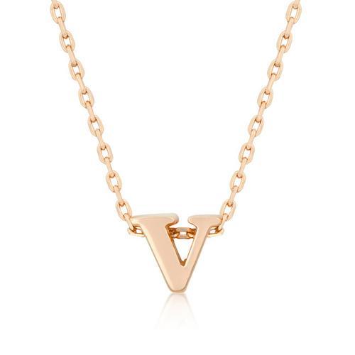 Rose Gold Initial V Pendant Necklace for Women - Personalized Name Letter Jewelry Gift for Her - Perfect for Birthdays, Anniversaries & Everyday Wear