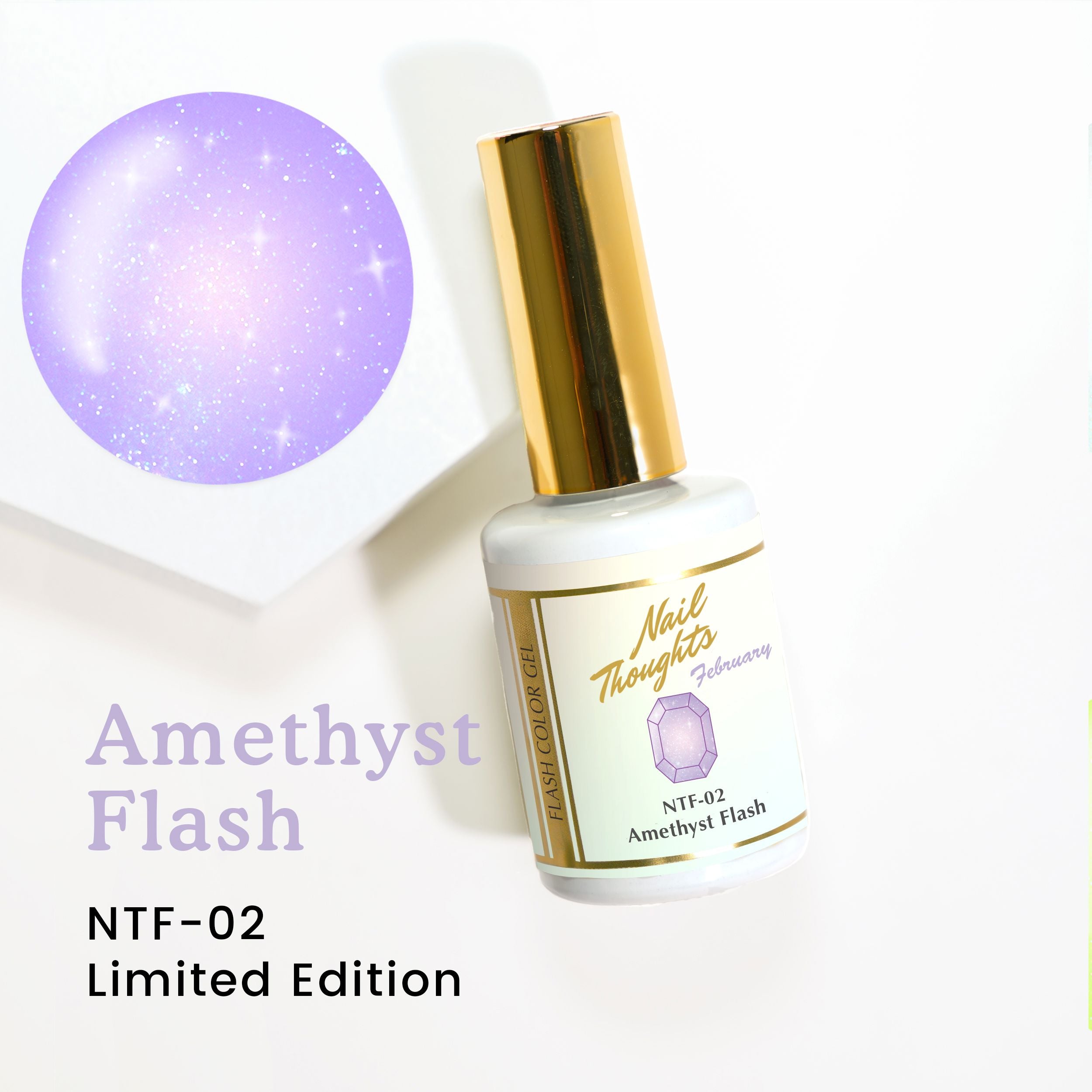 Nail Thoughts NTF 02 Amethyst Flash Nail Polish - Long Lasting Gel Polish for Professional & Home Manicures - Perfect for Nail Art, Salon Use & DIY Nail Designs