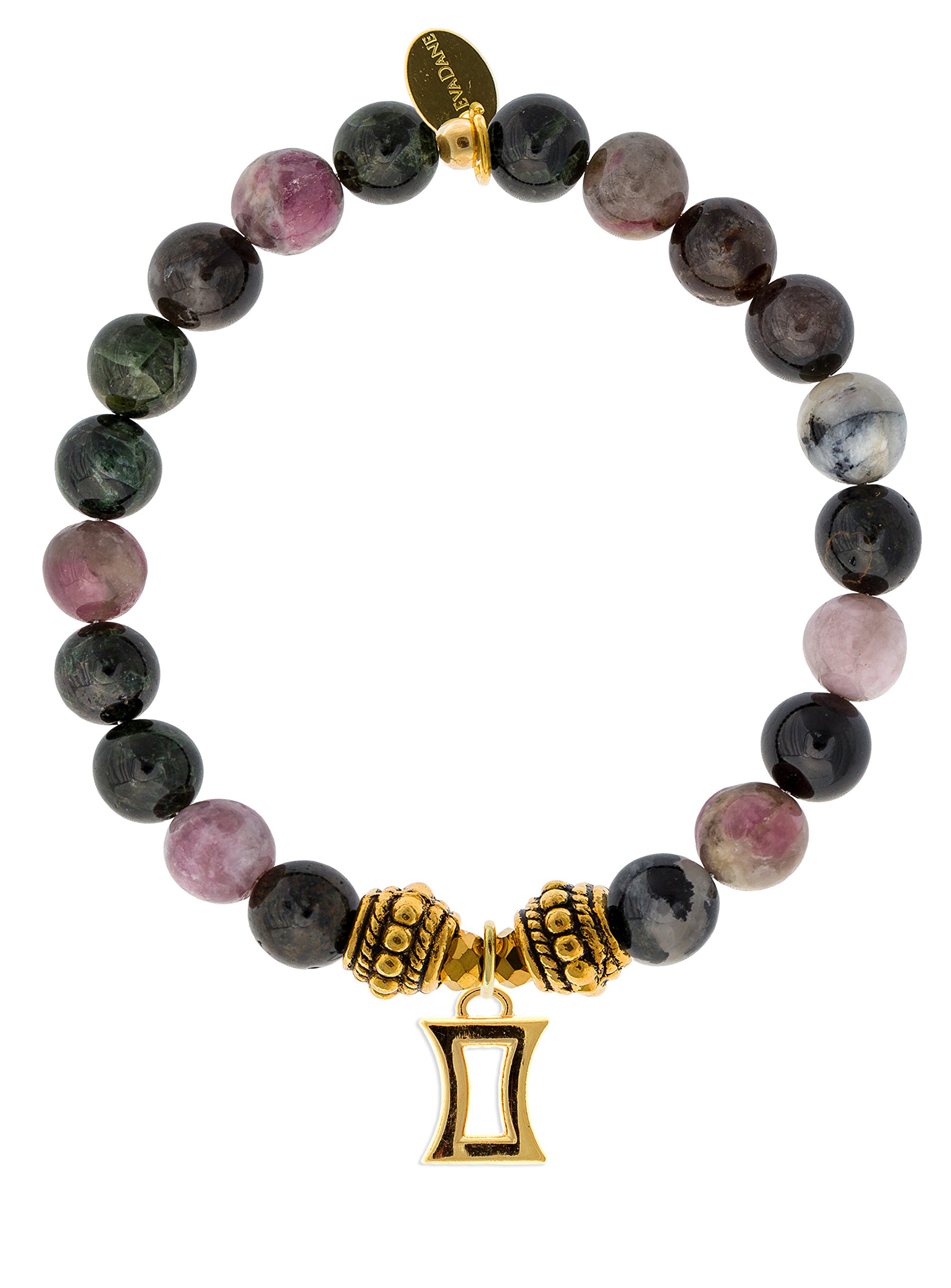 Natural Tourmaline Gemstone Stretch Bracelet for Women - Adjustable Rope Bead Charm Bracelet for Gemini Zodiac, Healing Crystal Jewelry Gift for Meditation, Yoga & Spiritual Wellness