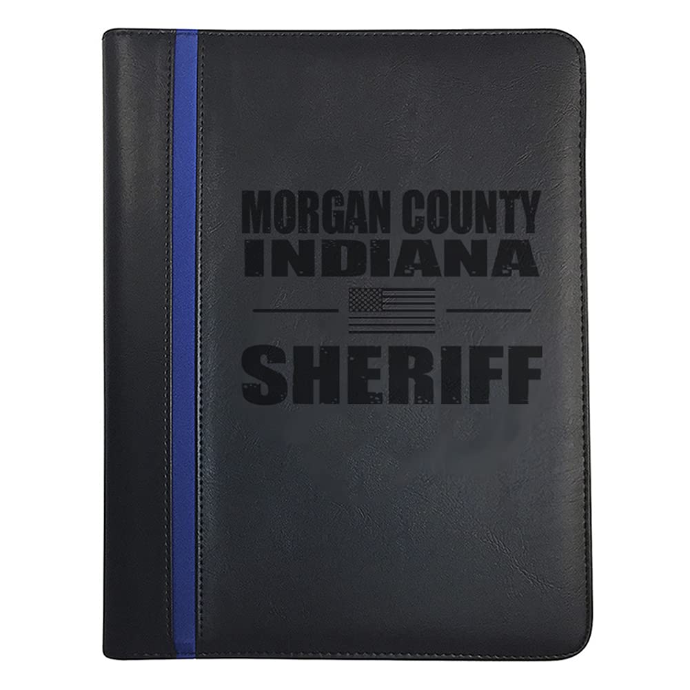 Thin Blue Line Deputy Sheriff Padfolio - Professional Notepad Holder with Prayer Print, 3 Police Laptop Stickers & Car Magnet | Perfect for Law Enforcement Officers, Police Supporters & First Responders