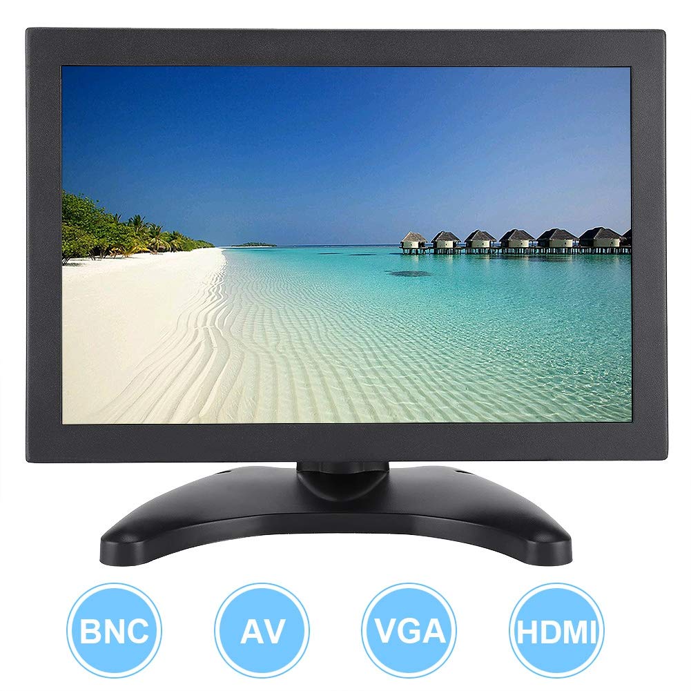 Tosuny 10.1 Inch Portable LCD Monitor - 1920x1200 Full HD Resolution, Metal Casing with BNC/VGA/HDMI/AV/USB Ports (US Plug) - Perfect for Gaming, Office Work & Travel Use