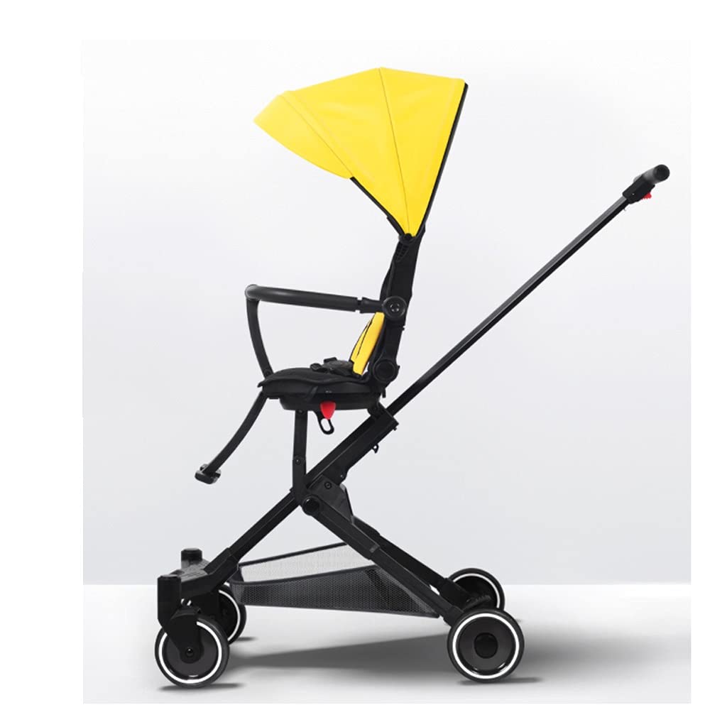 Fevilady Lightweight Baby Stroller with Reclining Seat & Adjustable Canopy - Foldable Infant Carriage for Travel, Shopping & Outdoor Walks (Yellow)