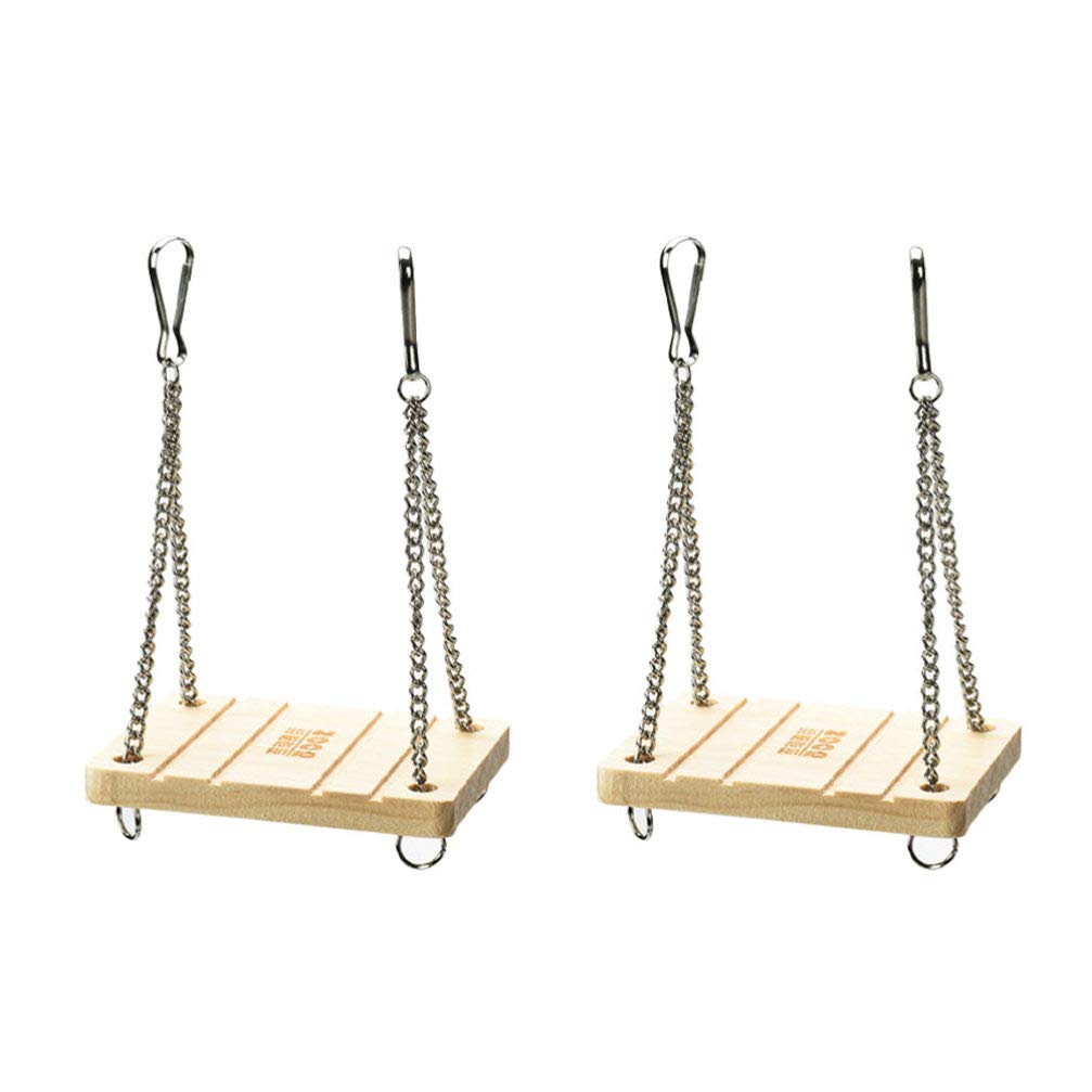 Kisangel 2-Pack Wooden Hamster Swing & Chew Toys - Hanging Climbing Ladder Set for Small Pets (Hamsters, Squirrels, Gerbils, Mice, Dwarfs, Rats) - Perfect for Cage Enrichment & Dental Health