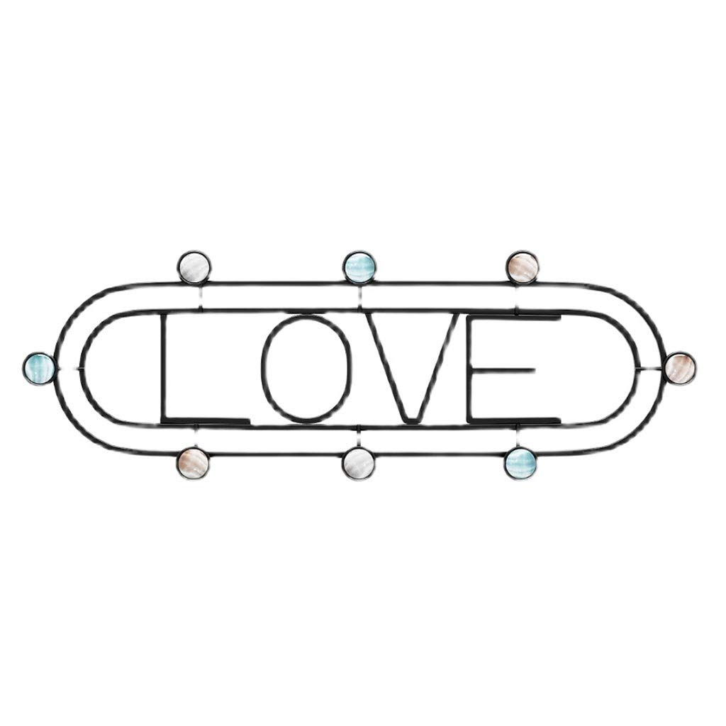 Fevilady Black Iron Coat Rack - Nordic Style Wall Mounted Key Holder with Love Letter Design, Perfect for Entryway, Bathroom & Bedroom Organization - Durable Hooks for Coats, Hats & Accessories Decor
