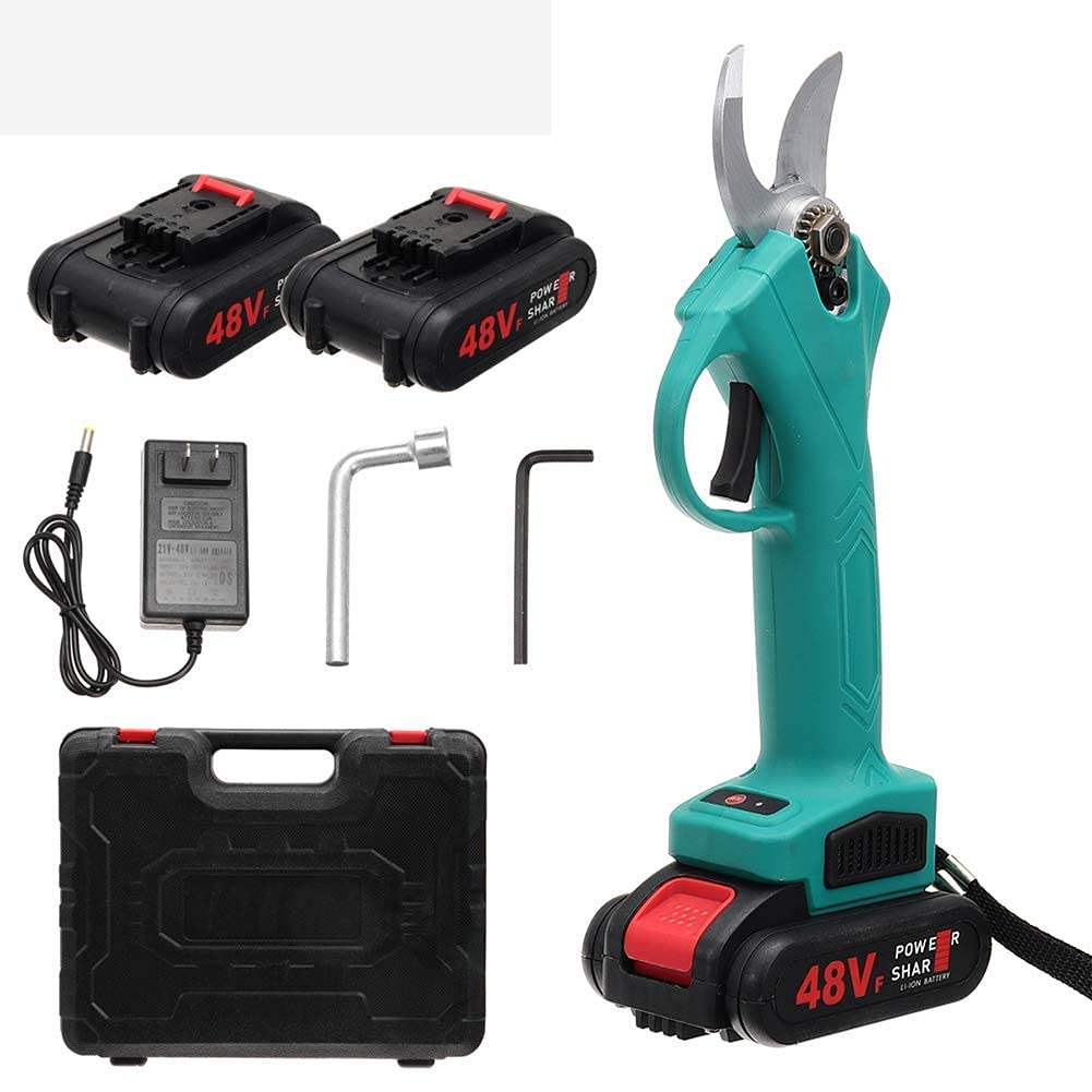 48V Cordless Electric Pruning Shears - 9700mAh Lithium-Ion Battery Powered Tree & Bonsai Branch Cutter with Fast Charger (Includes 2 Chargers) | Perfect for Gardening, Landscaping & Professional Arborist Use