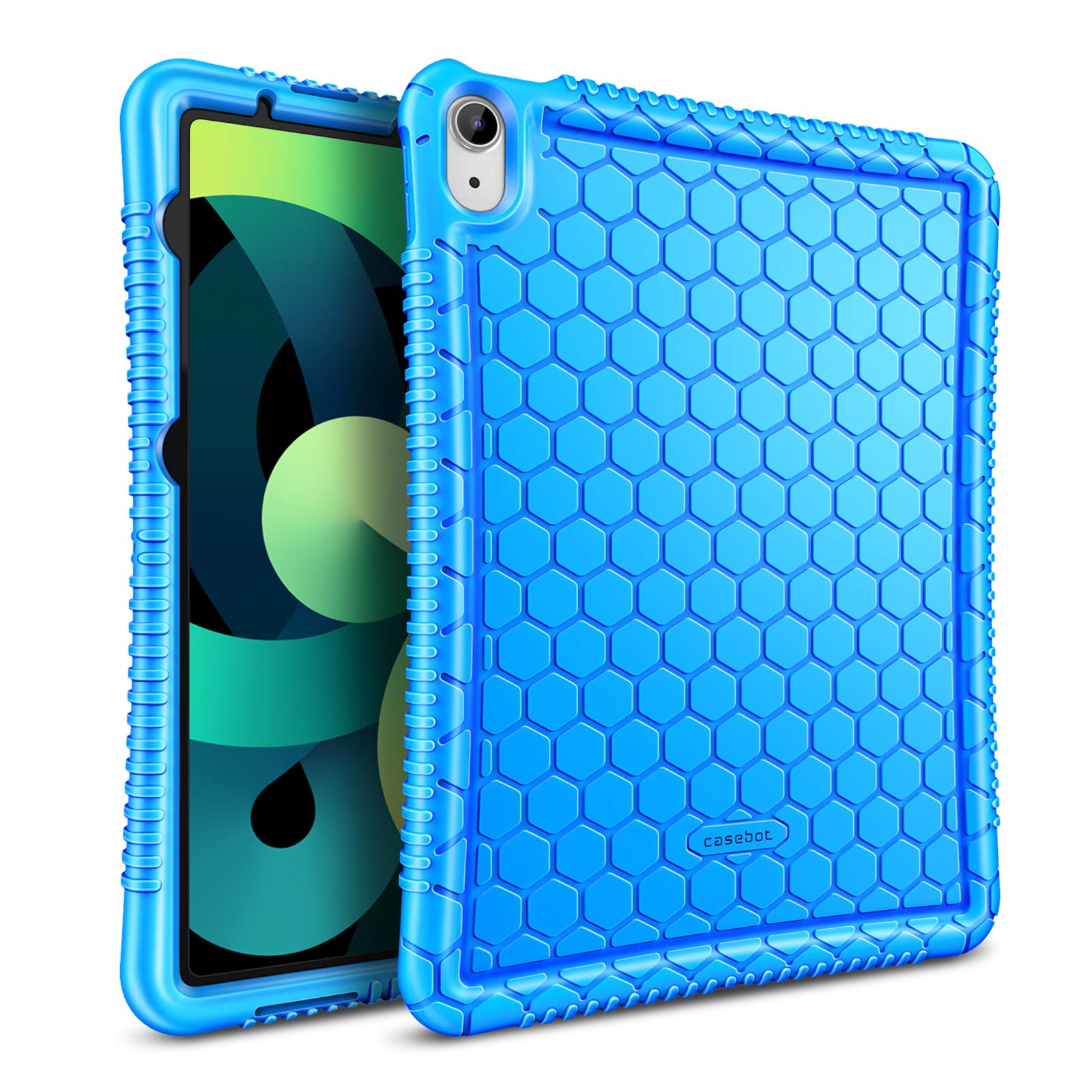 Fintie Honeycomb Series iPad Air 5th/4th Gen Case (10.9 Inch 2022/2020) - Lightweight Shockproof Soft Silicone Cover with Anti-Slip Grip | Kids Friendly Protective Case for iPad Air | Perfect for School, Travel & Home Use - Blue