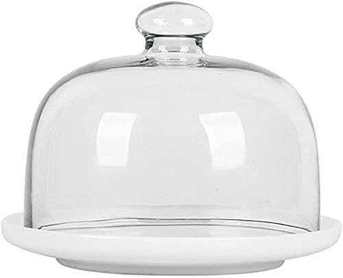 Glass Cake Stand with Dome Cover - Elegant Dessert Display Tray for Cakes, Pastries, Fruits | Perfect for Home, Banquet Halls, Restaurants & Tea Parties | Durable Tableware for Weddings, Birthdays & Buffet Serving