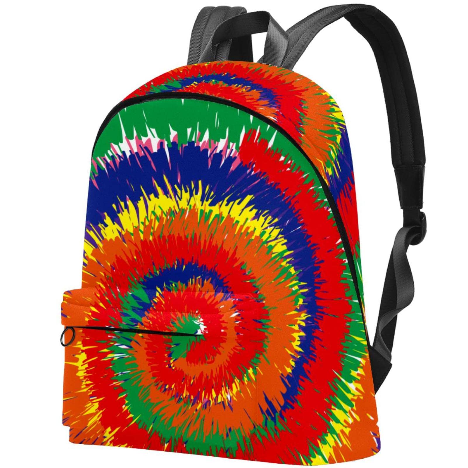 Stylish Canvas Backpack for College & Travel - Unisex Rainbow Swirl Design - Perfect for School, Work & Outdoor Adventures