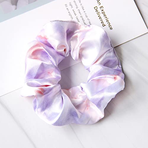 Rainbow Tie-Dye Scrunchies for Women & Girls - Elastic Hair Bands, Ponytail Holders, Soft Hair Ties - Perfect for School, Workouts, Yoga, and Everyday Styling