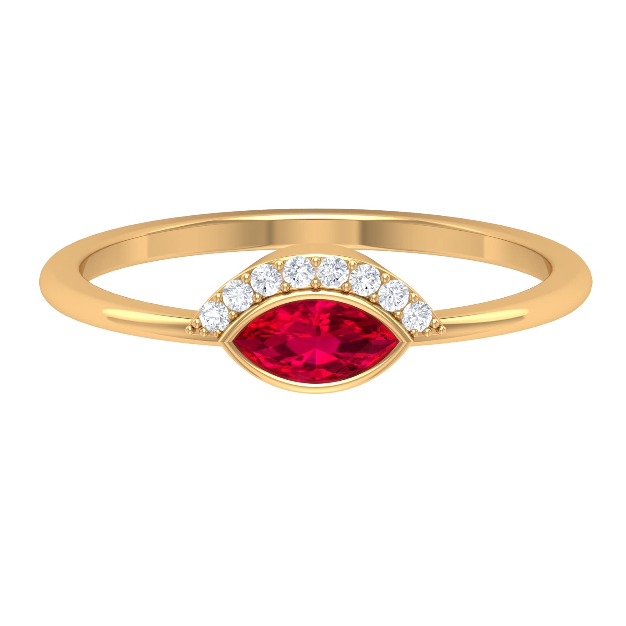 0.50 CT Genuine Ruby and Diamond Ring - Marquise Cut Red Ruby Promise Ring in 14K Solid Gold with Half Halo Setting | Perfect for Engagement, Anniversary Gifts & Special Occasions