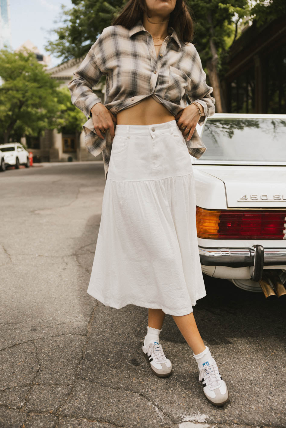 Luella Denim Midi Skirt for Women | High Waist A-Line Denim Skirt | Vintage Blue Jeans Skirt | Perfect for Casual Outfits, Date Nights & Spring Fashion | FINAL SALE